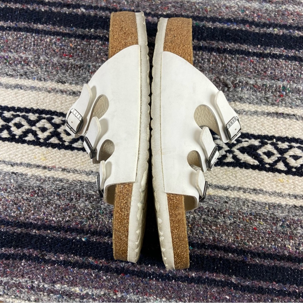 Birkenstock Womens White Florida Birko-Flor Sandals Buckles Size 39/8 Leather - Picture 10 of 12